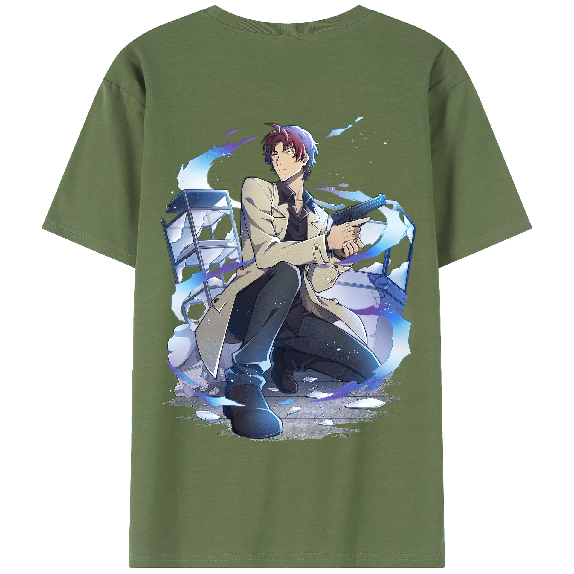 （画像用） 文豪ストレイドッグス Bungo Stray Dogs 綿100％ メンズ半袖Tシャツ（バックプリント） 通気性